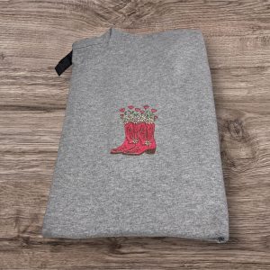 Embroidered Pink Cowboy Boots Shirt: Western Cowgirl Style