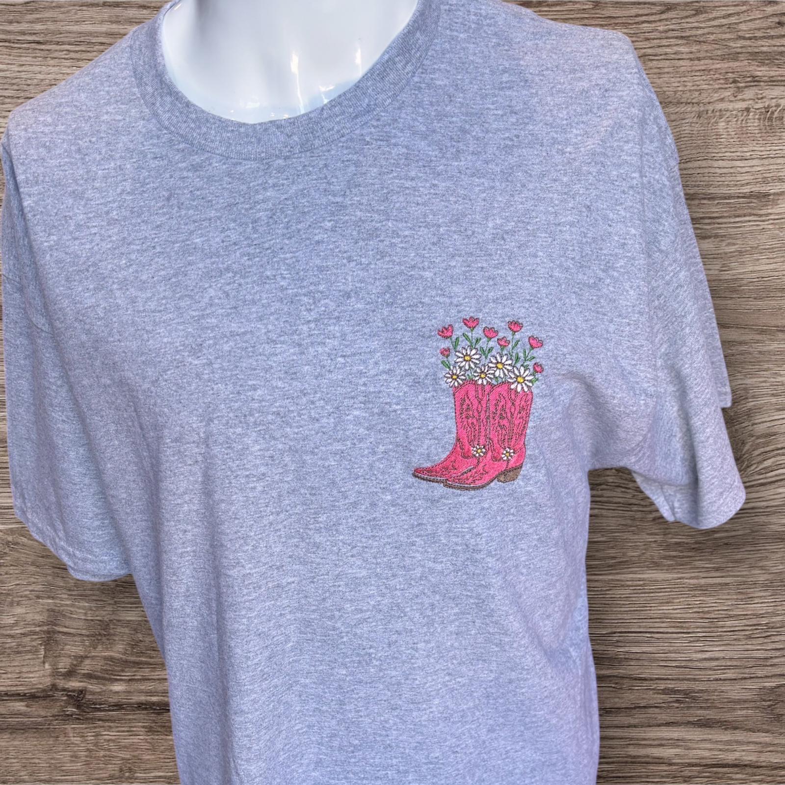 Embroidered Pink Cowboy Boots Shirt: Western Cowgirl Style - Image 2
