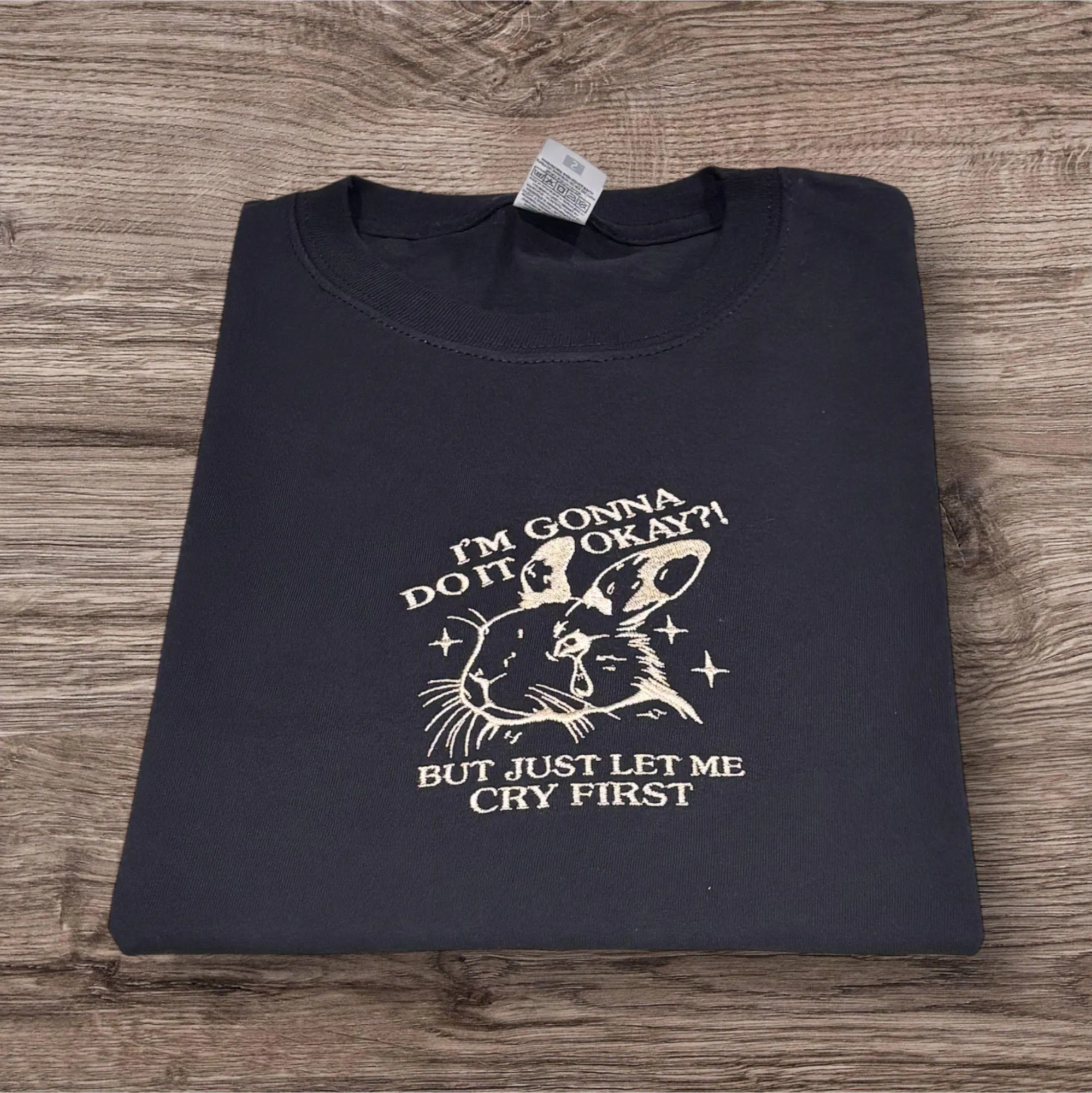 Embroidered Rabbit Slogan Sweatshirt: Funny Bunny Crew Neck