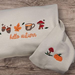Embroidered Hello Autumn Sweatshirt: Ladies Fall Fashion