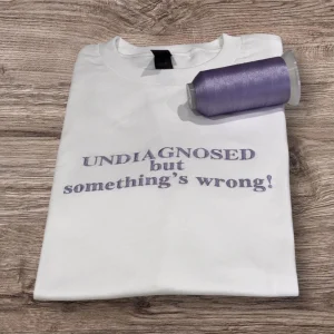 Undiagnosed but somethings wrong embroidered tshirt, sweatshirt, funny hoodie, mental health clothing, gift for adults, slogan clothing.