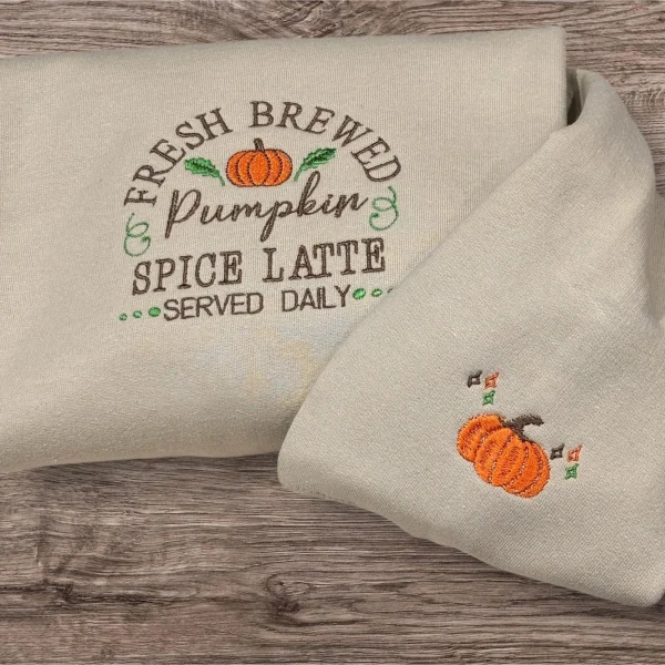 Embroidered Pumpkin Spice Latte Sweatshirt: Autumn Fashion Jumper - Image 3