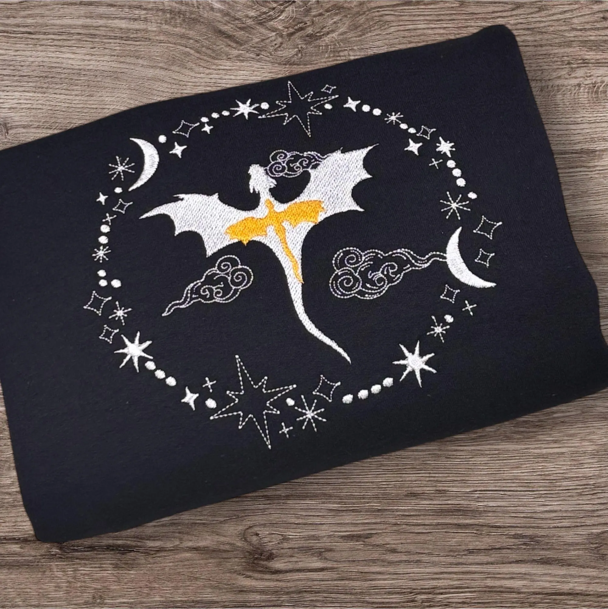 Embroidered Dragon Sweatshirt: Dragon Rider Reading Book Hoodie - Image 5