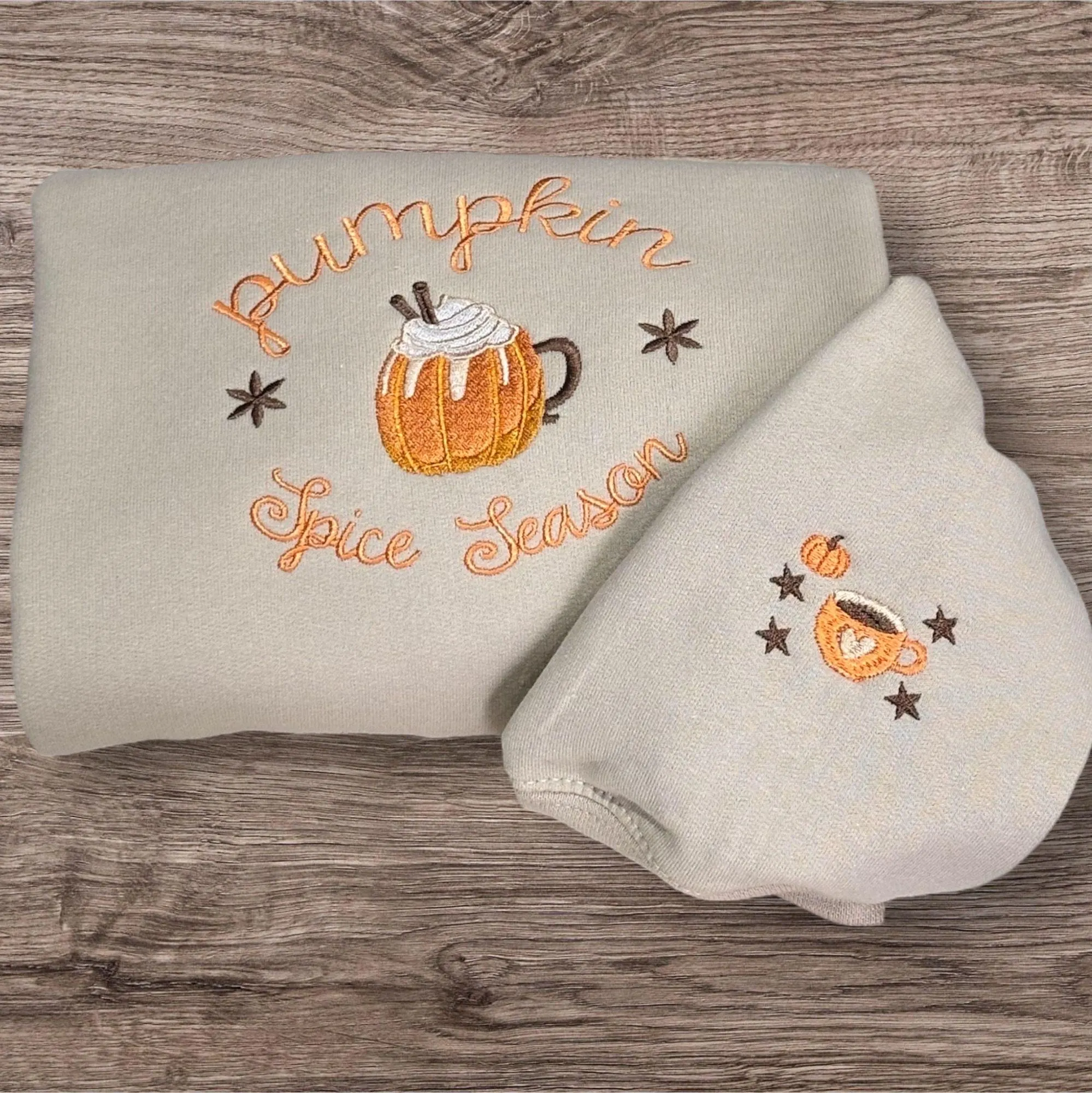 Embroidered Pumpkin Spice Sweatshirt: Autumn Leaves Season Jumper - Image 3