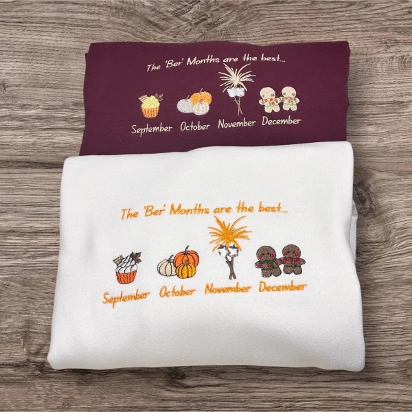 Embroidered 'Ber Months' Sweatshirt: Autumn Leaves Season Jumper - Image 6