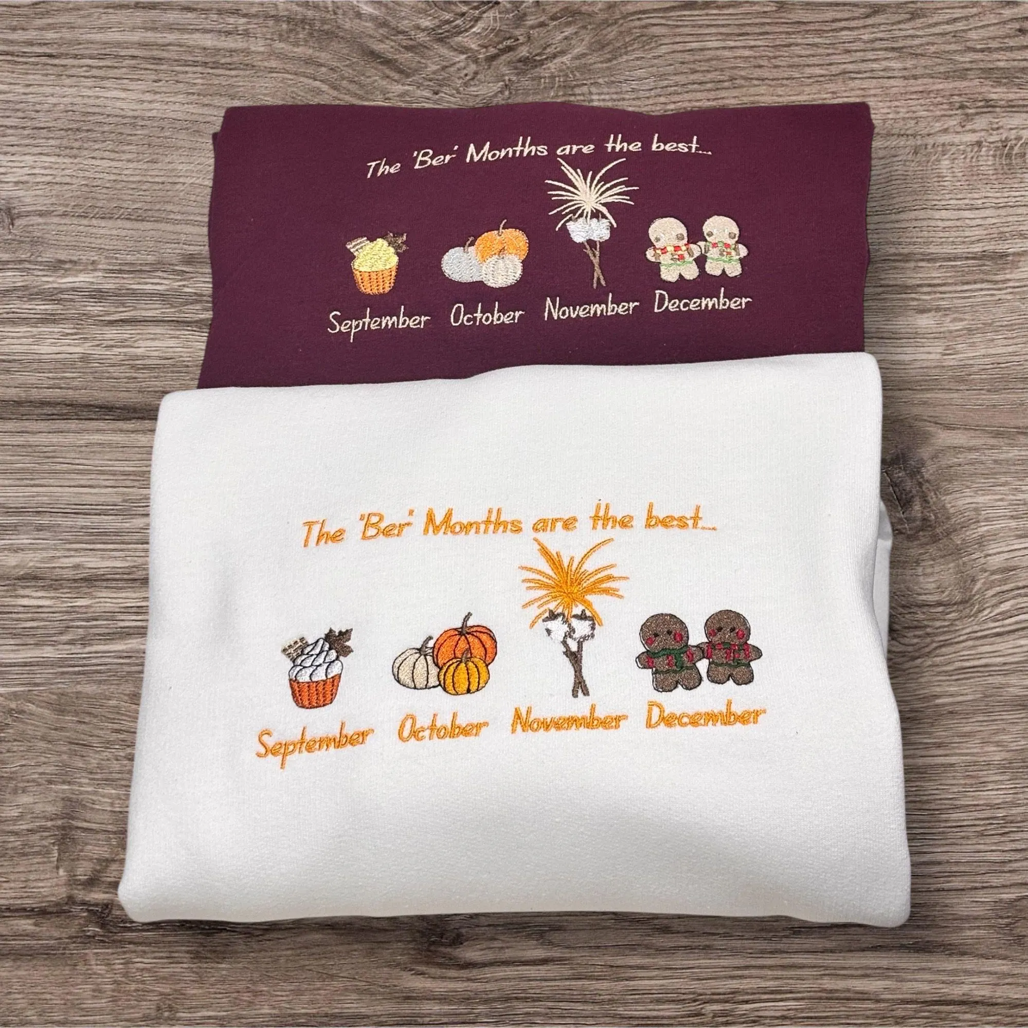 Embroidered 'Ber Months' Sweatshirt: Autumn Leaves Season Jumper - Image 6