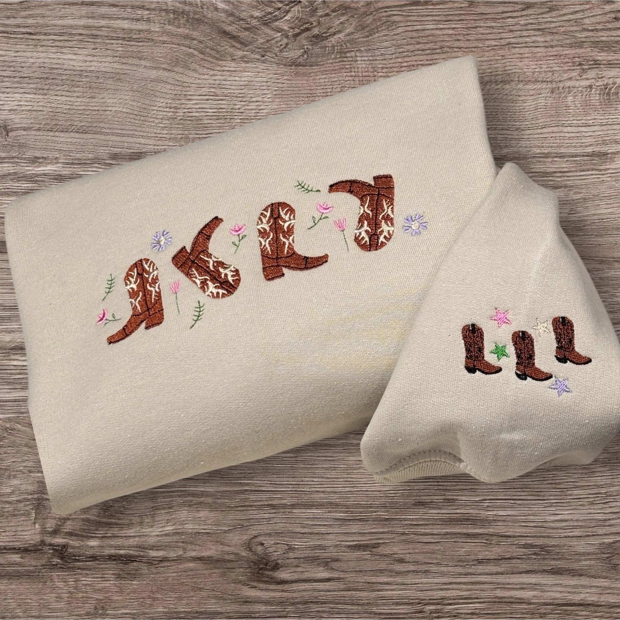 Embroidered Cowboy Boots Sweatshirt: Country Music Western Wear - Image 2