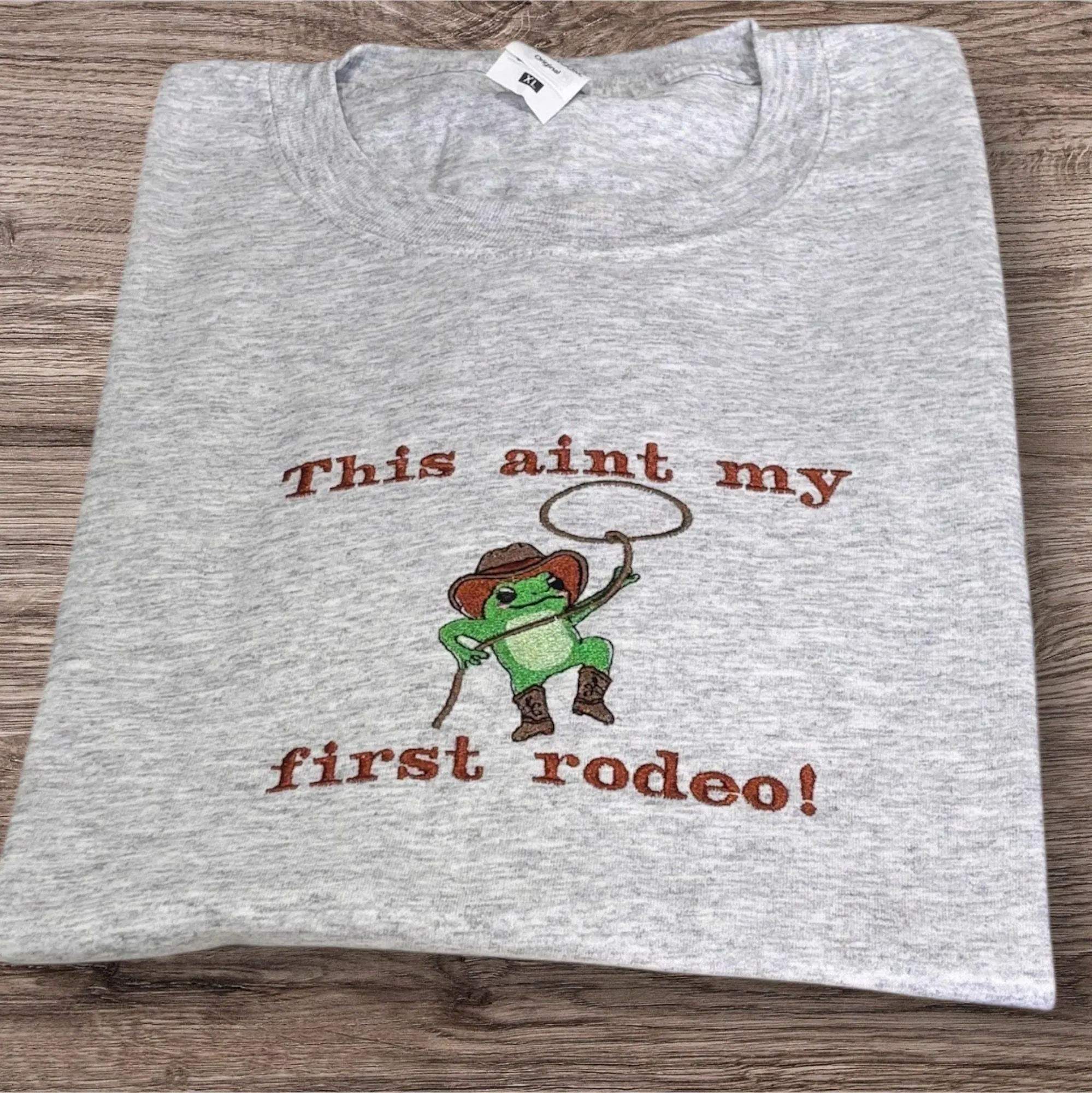 Embroidered Frog Cowboy T-Shirt: Western Animal Lover Clothing - Image 2