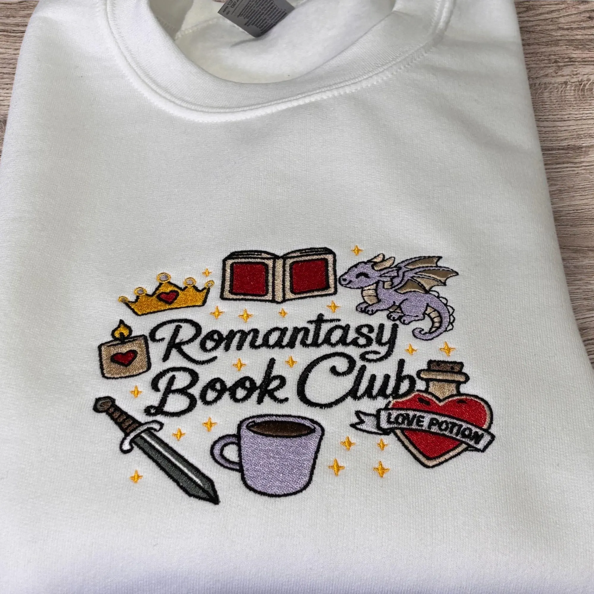 Embroidered Romantasy Book Club Sweatshirt: Cozy Bookworm Hoodie - Image 2