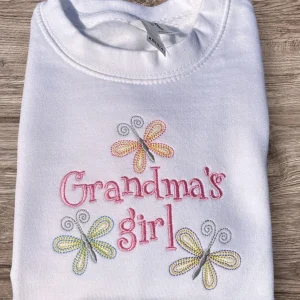 Embroidered "Grandma's Girl" Sweatshirt: Butterfly Toddler Fashion