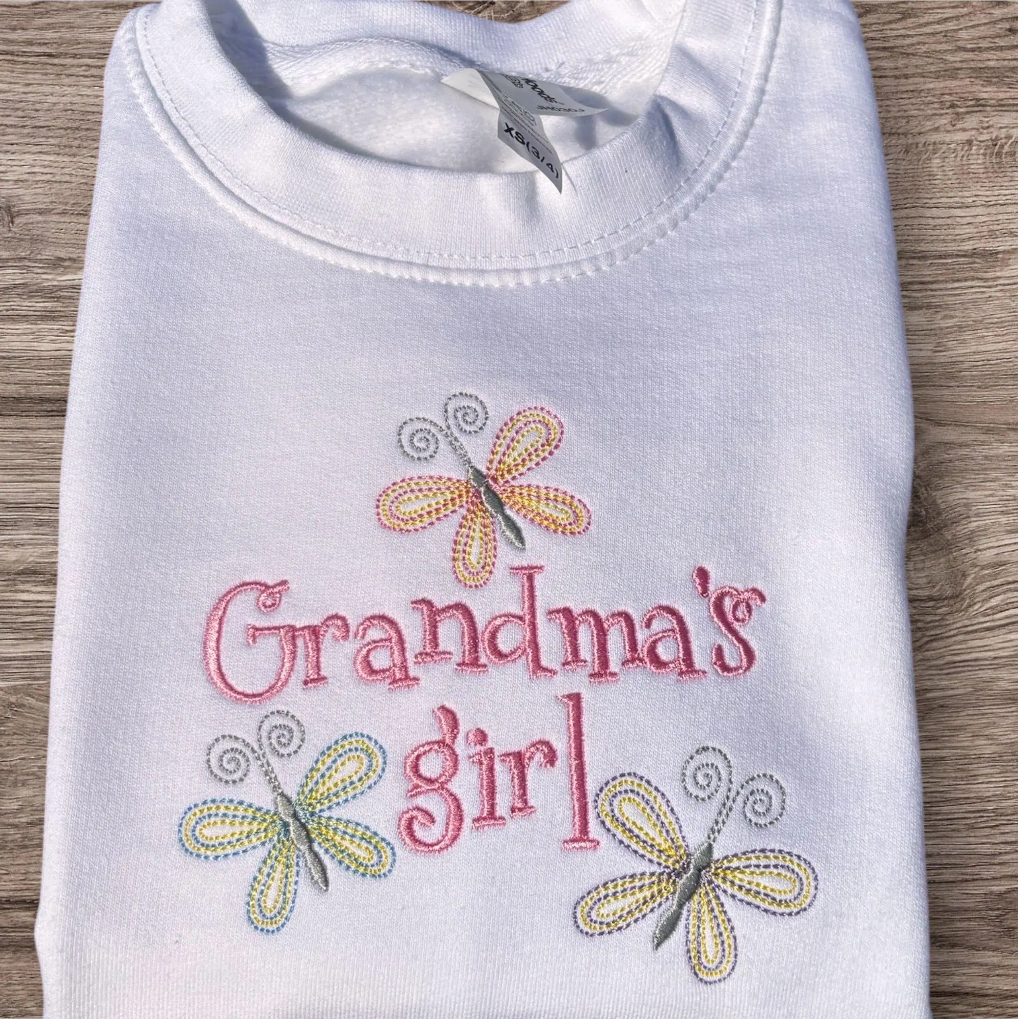 Embroidered "Grandma's Girl" Sweatshirt: Butterfly Toddler Fashion