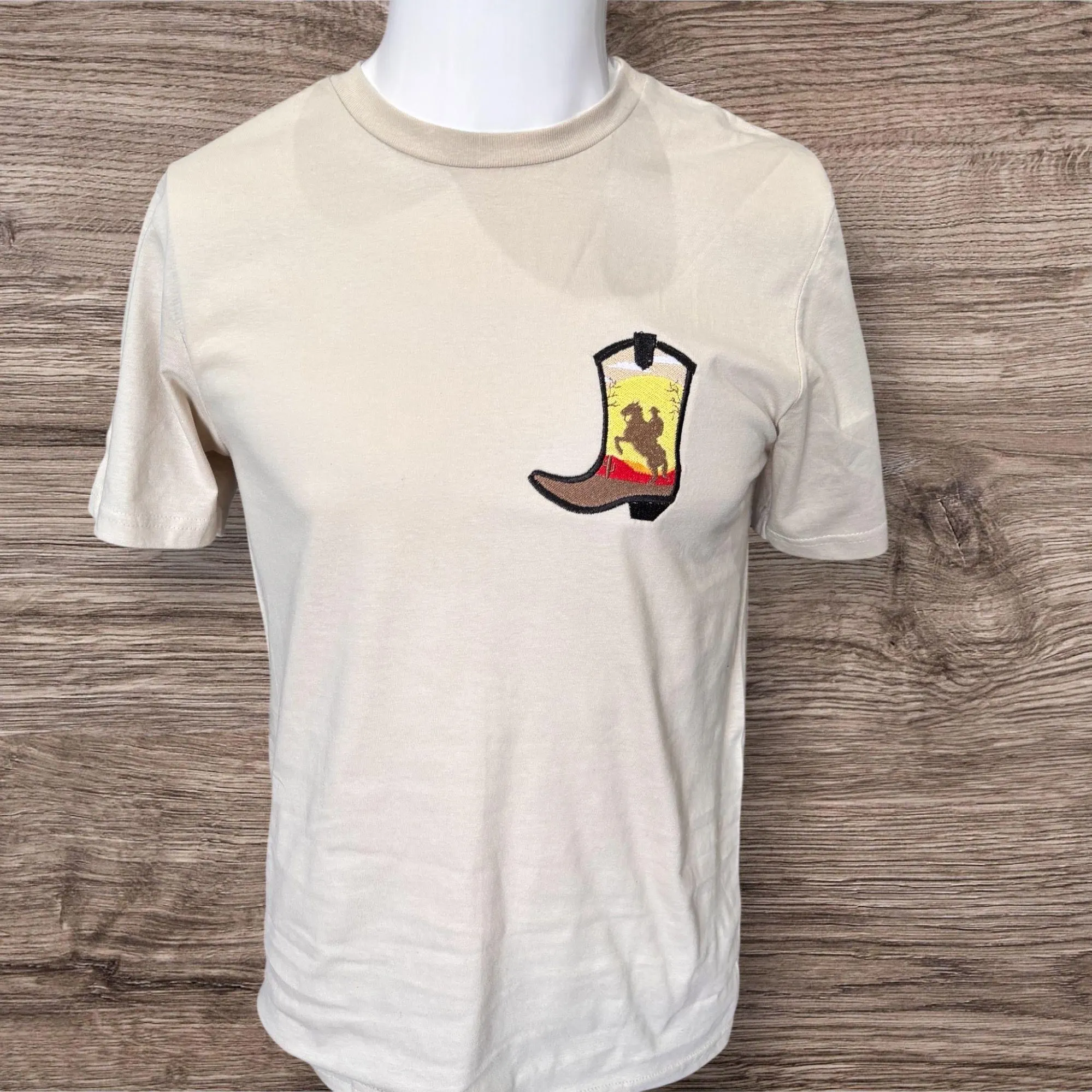 Embroidered Cowboy Boot Shirt: Western Style Unisex Clothing