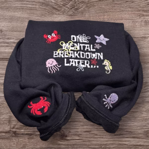 Embroidered Slogan Sweatshirt: Sea Life Mental Health Apparel
