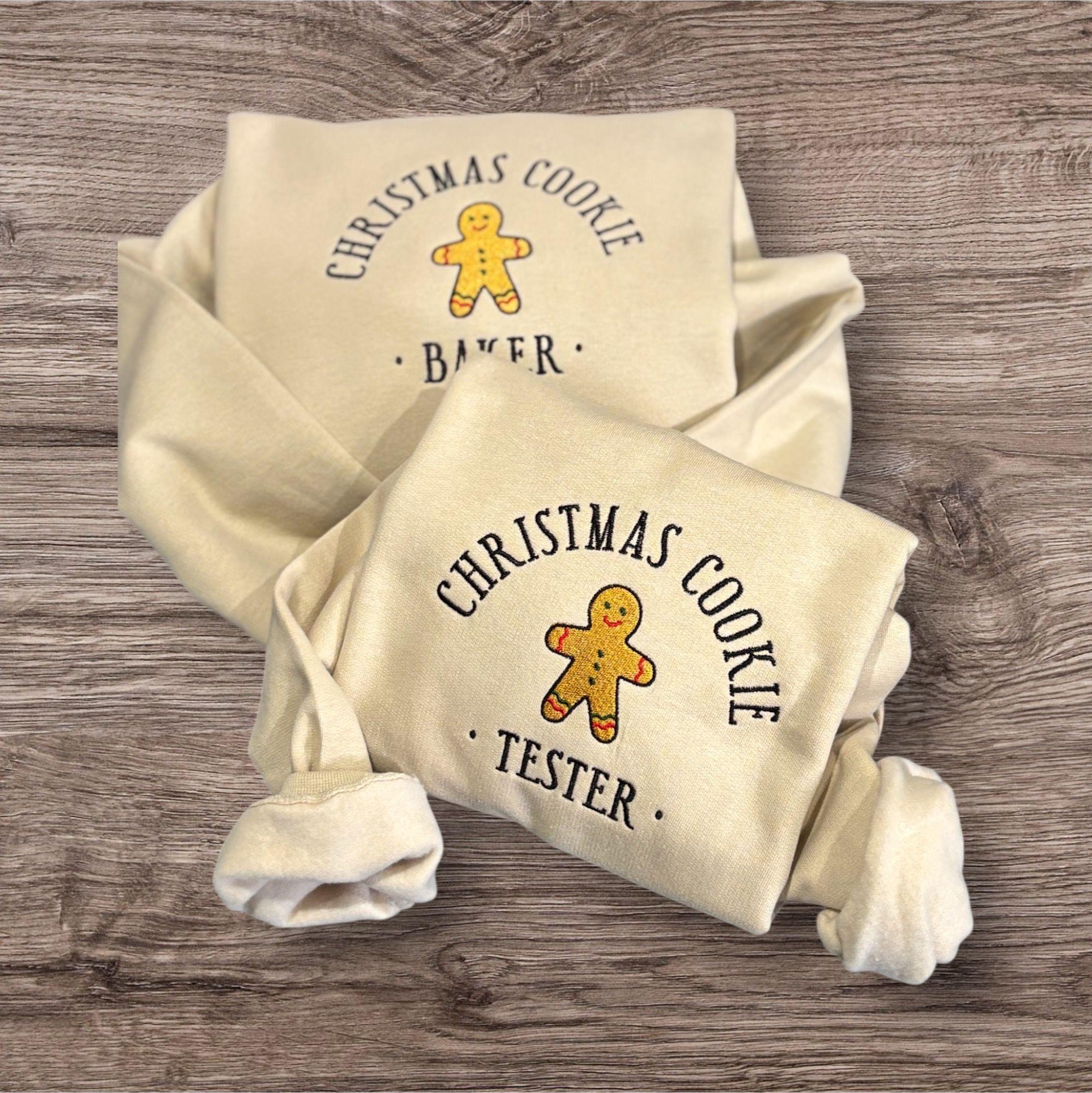 Gingerbread man christmas cookie tester embroidered children’s sweatshirt or hoodie. Matching family festive jumper. - Image 4