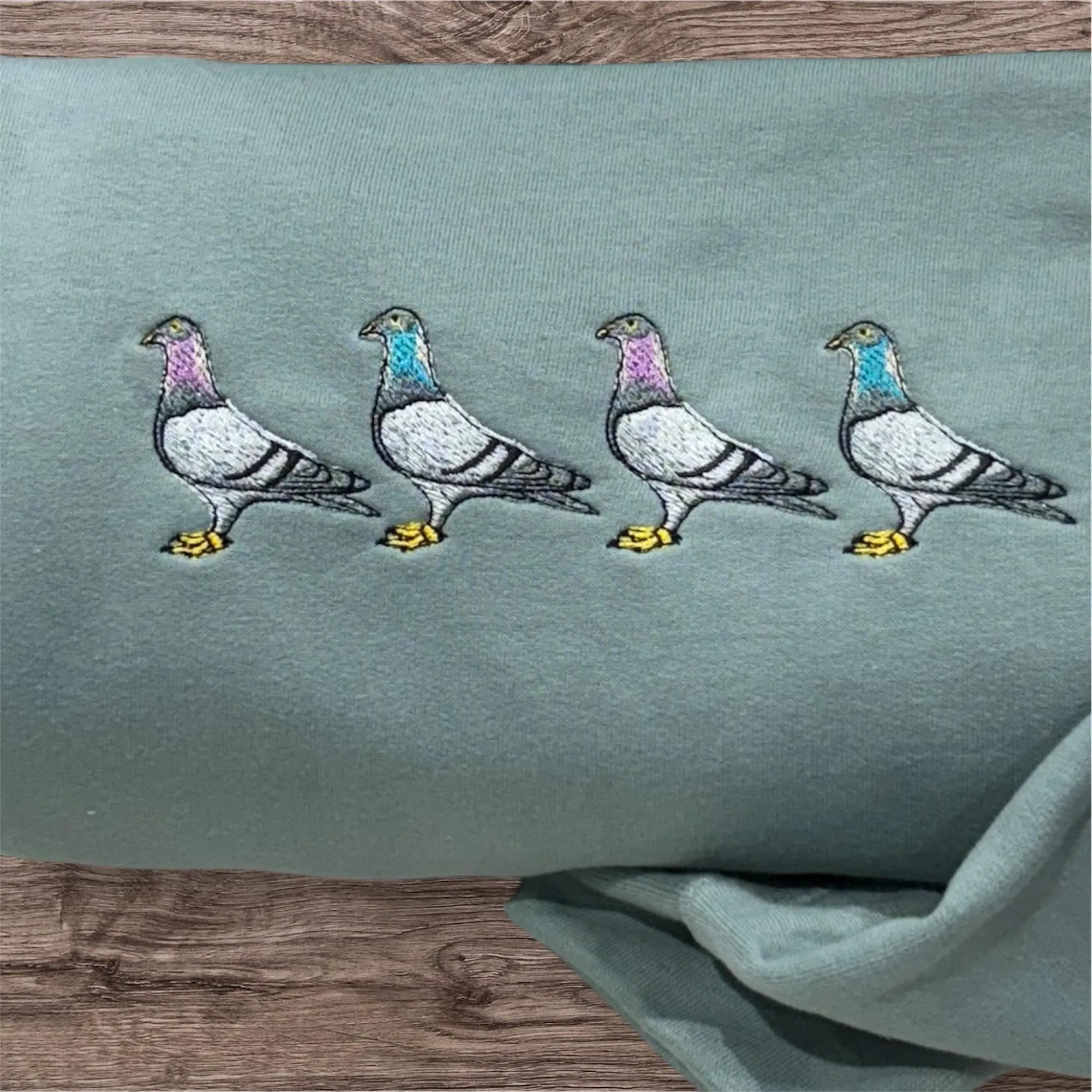 Pigeon Embroidered Sweatshirt: British Bird Gift Shirt - Image 2
