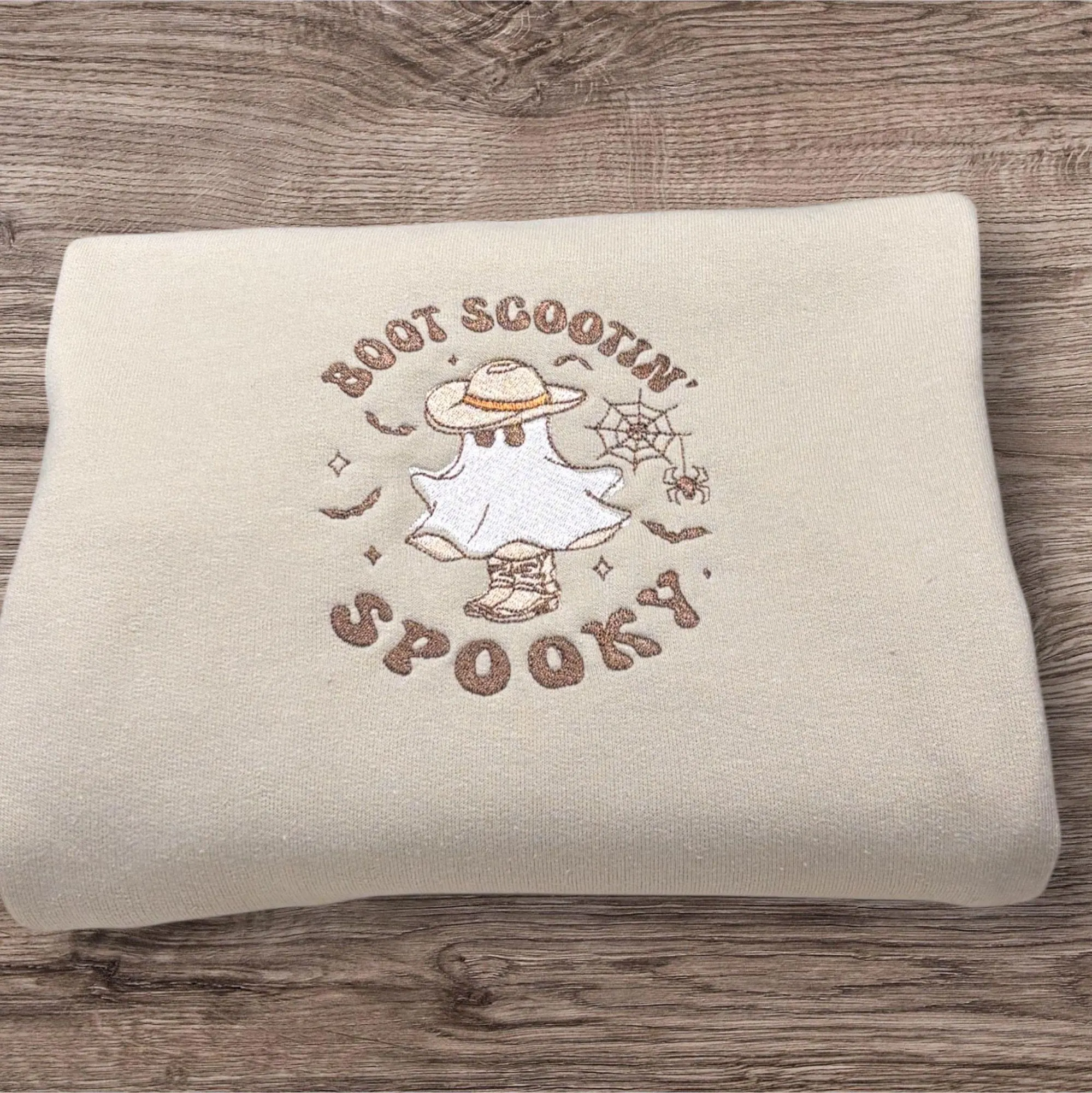 Embroidered Cowboy Ghost Sweatshirt: Boot Scootin' Spooky Western Halloween - Image 5