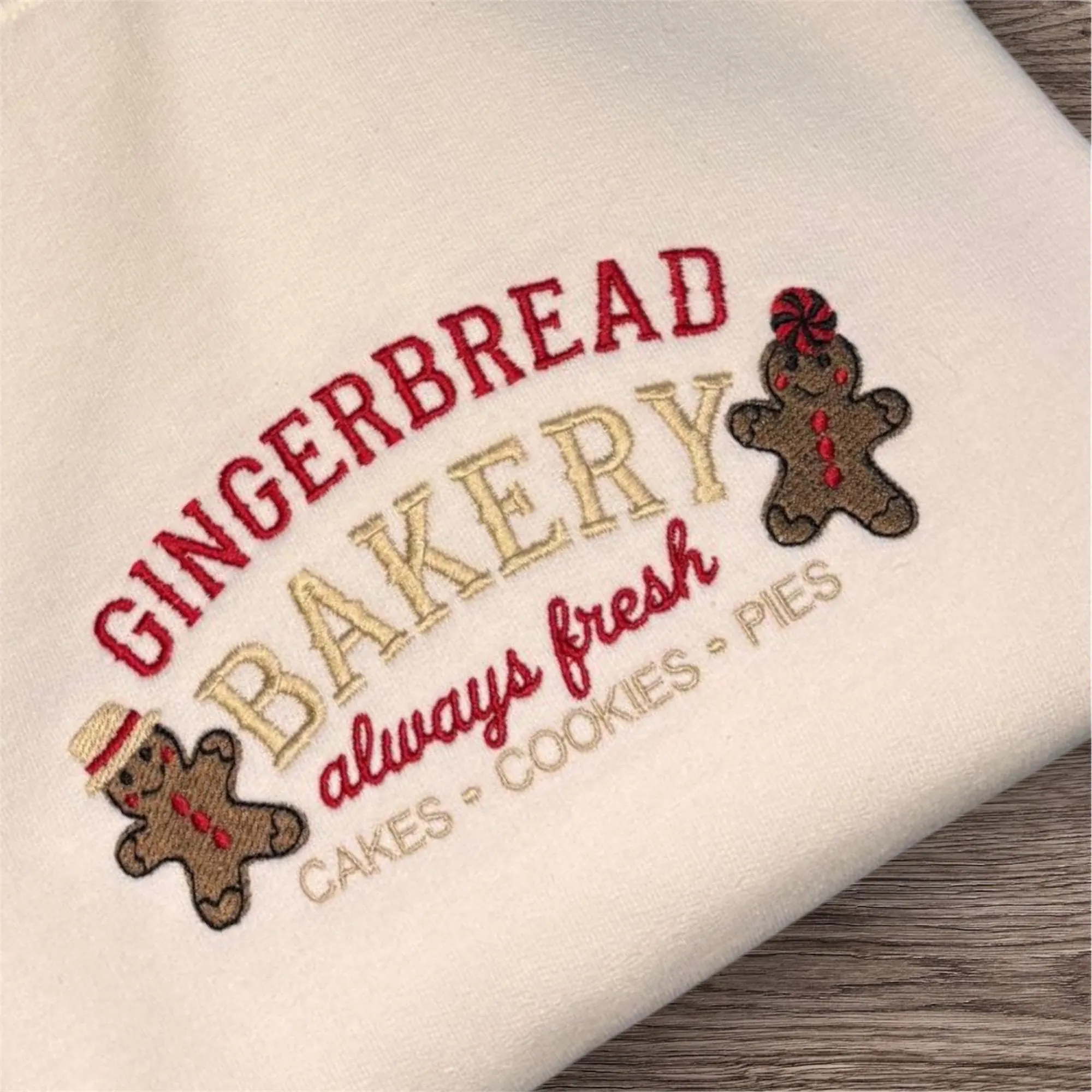 Embroidered Gingerbread Bakery Sweatshirt: Unisex Christmas Jumper - Image 2