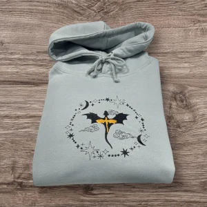 Embroidered Dragon Sweatshirt: Dragon Rider Reading Book Hoodie