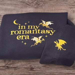 Embroidered Romantasy Era Sweatshirt: Book Lover Dragon Jumper
