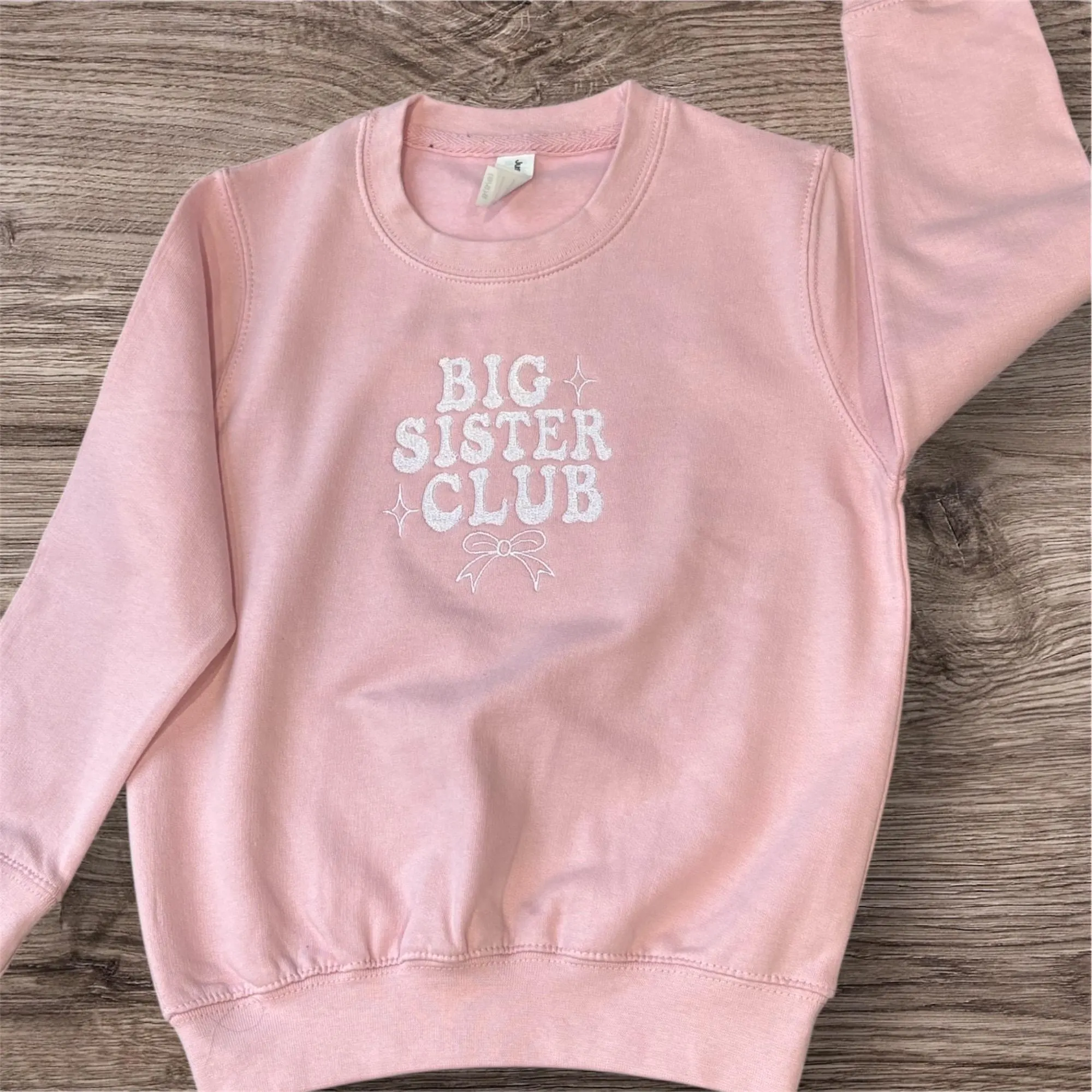 Big Sister Club Embroidered Sweatshirt: Sibling Announcement Gift - Image 2