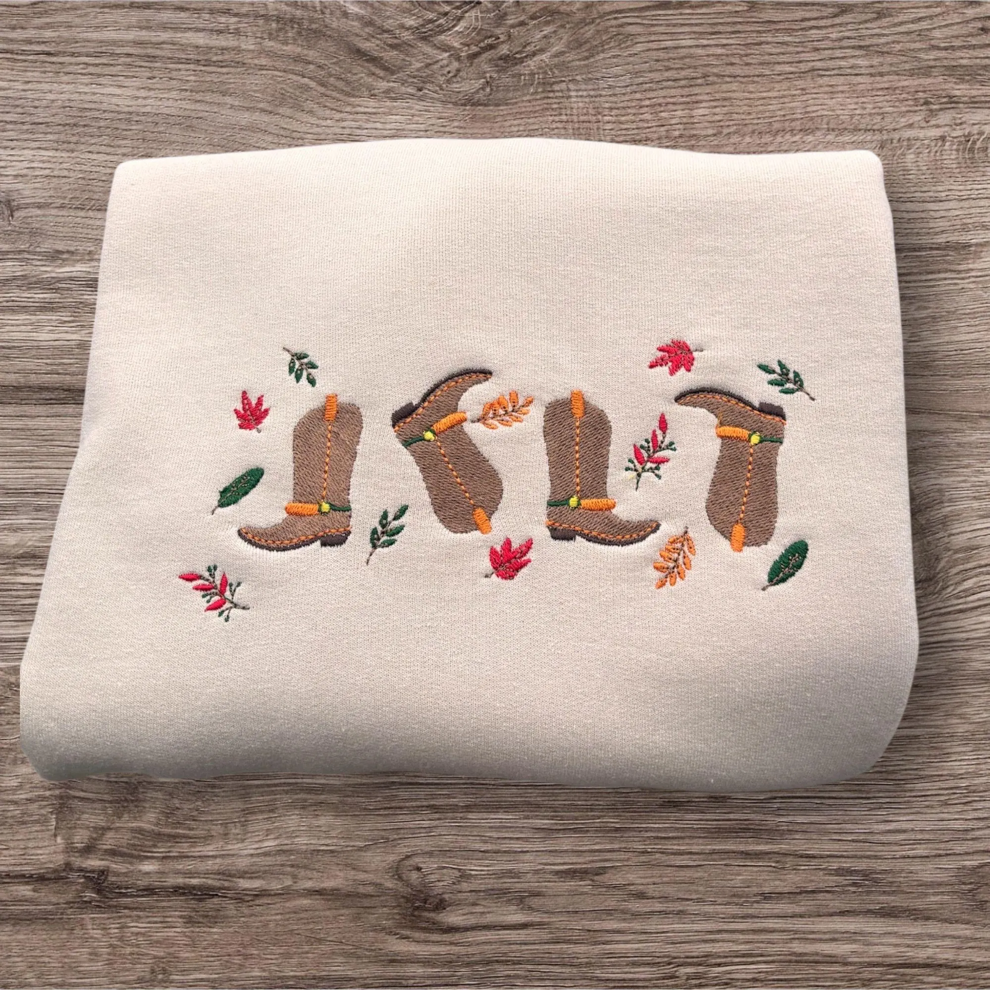 Embroidered Cowboy Boots Sweatshirt: Autumn Western Style
