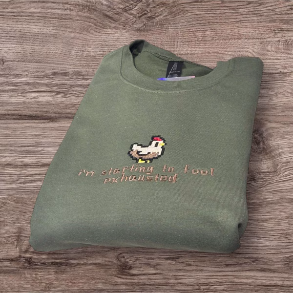 Embroidered i’m Starting To Feel Exhausted Sleepy Chicken Sweatshirt or hoodie. - Image 4