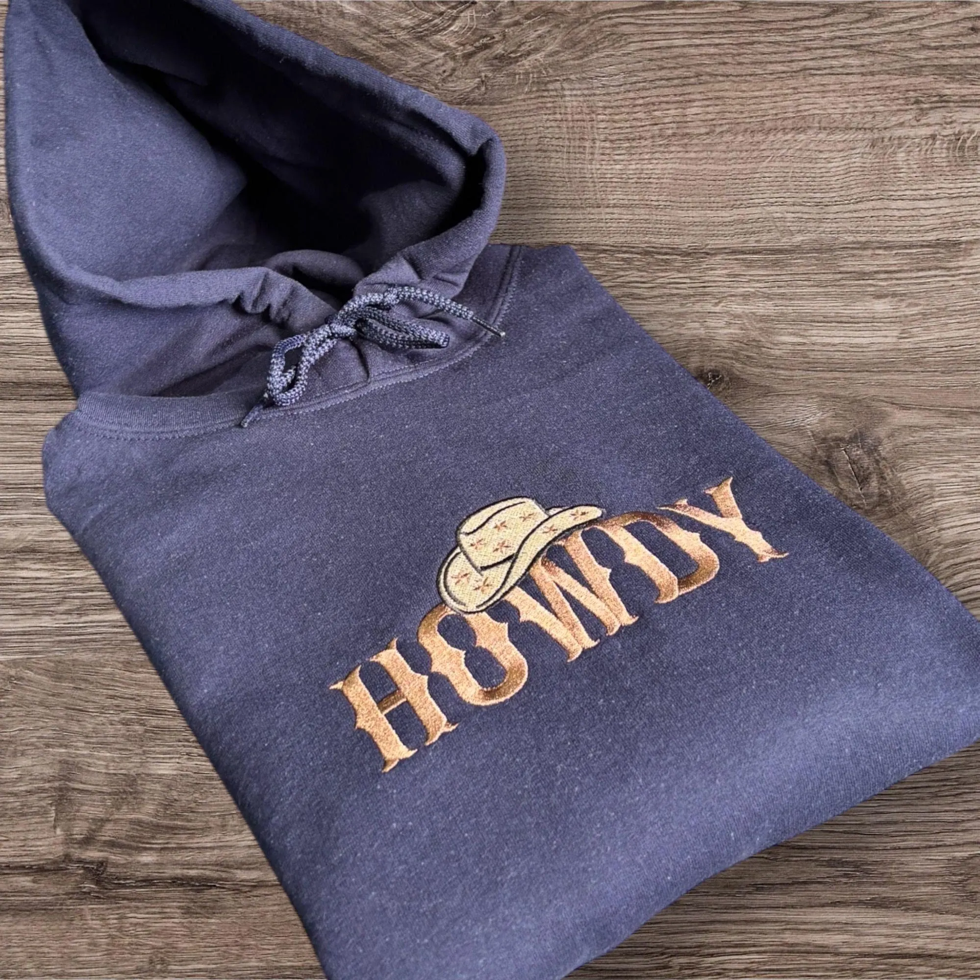 Embroidered Howdy Sweatshirt or Hoodie: Western Cowboy Hat - Image 3