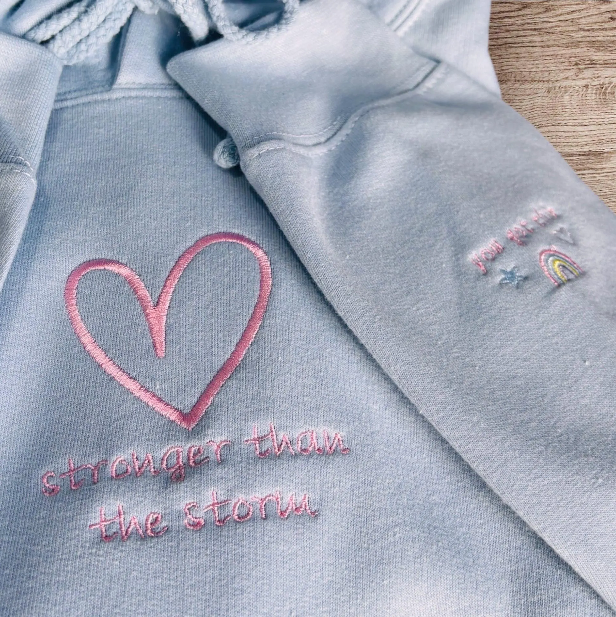 Embroidered Heart Sweatshirt: Positive Mind, Stronger Than The Storm - Image 5