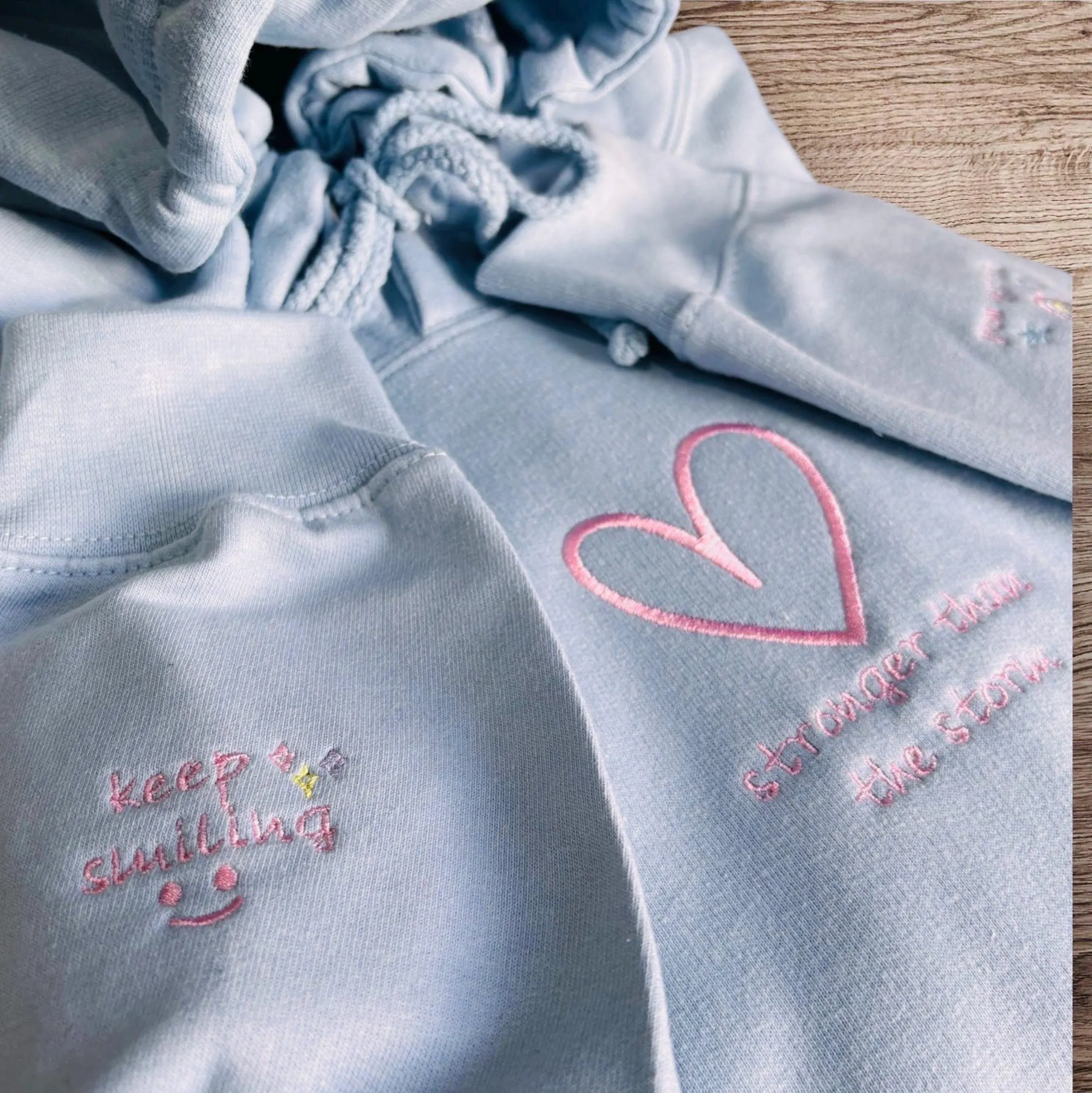 Embroidered Heart Sweatshirt: Positive Mind, Stronger Than The Storm - Image 2