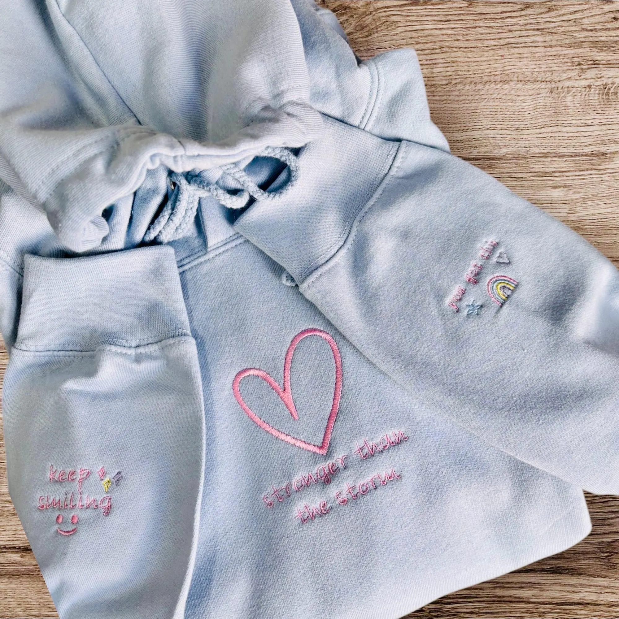 Embroidered Heart Sweatshirt: Positive Mind, Stronger Than The Storm - Image 7