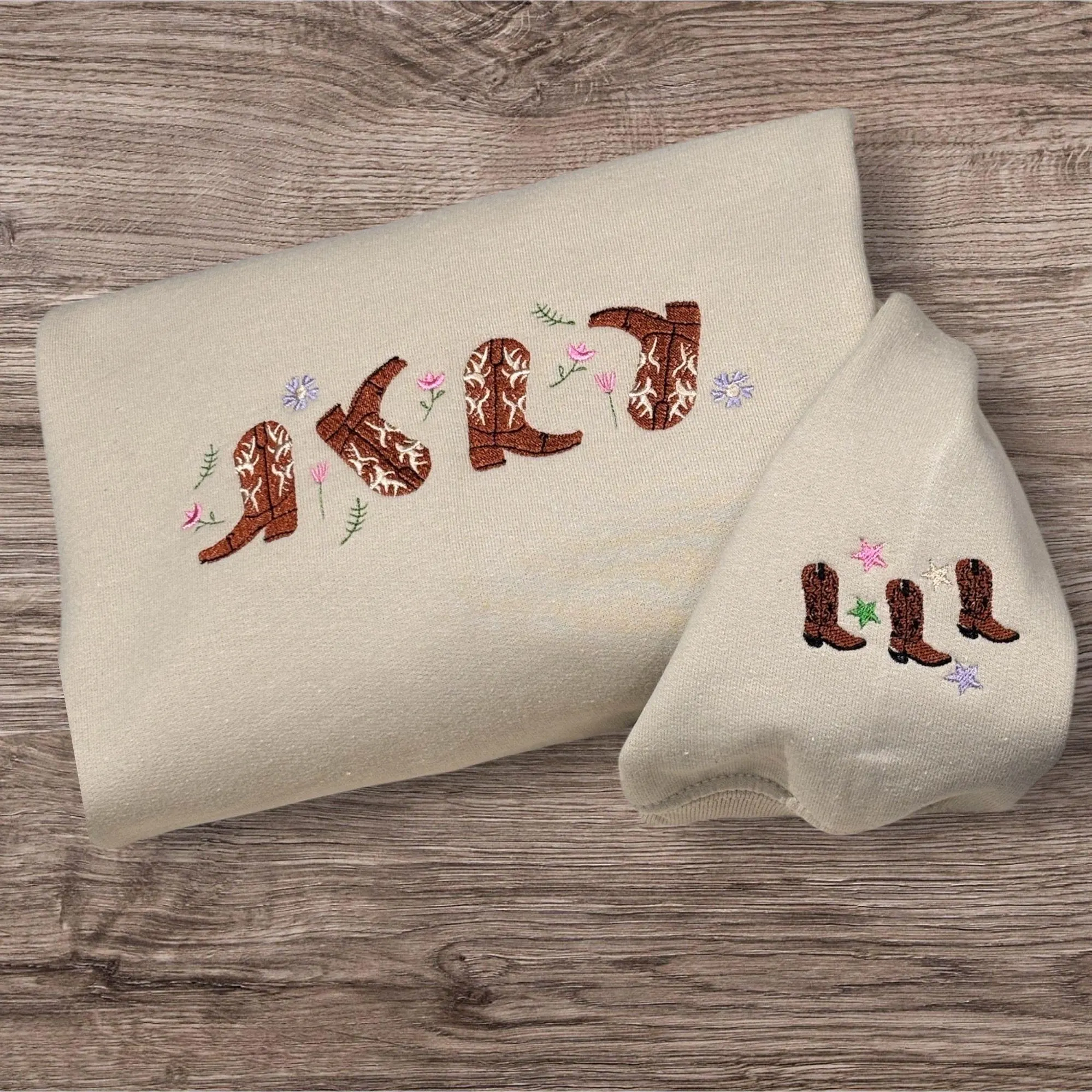 Embroidered Cowboy Boots Sweatshirt: Country Music Western Wear - Image 5