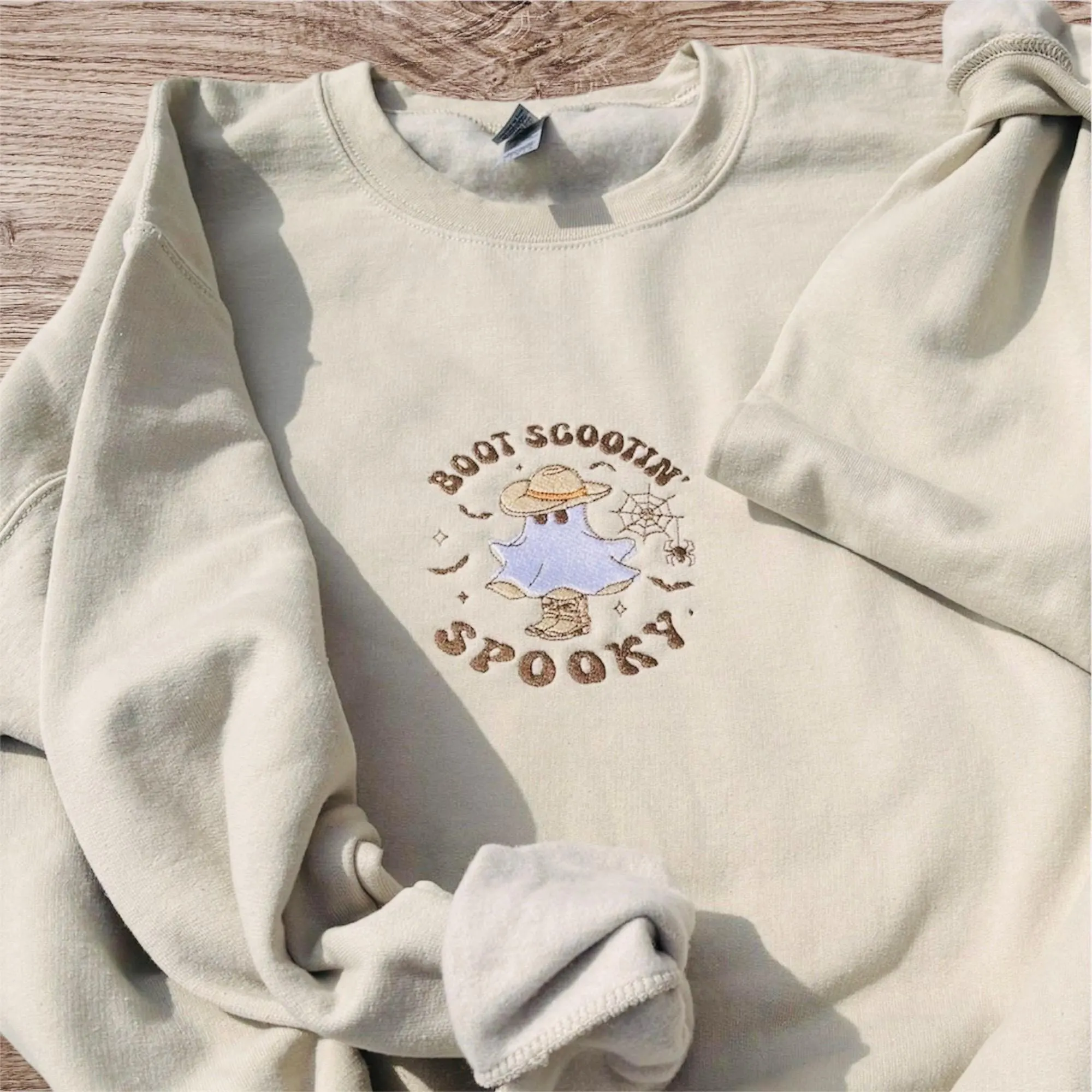 Embroidered Cowboy Ghost Sweatshirt: Boot Scootin' Spooky Western Halloween - Image 3