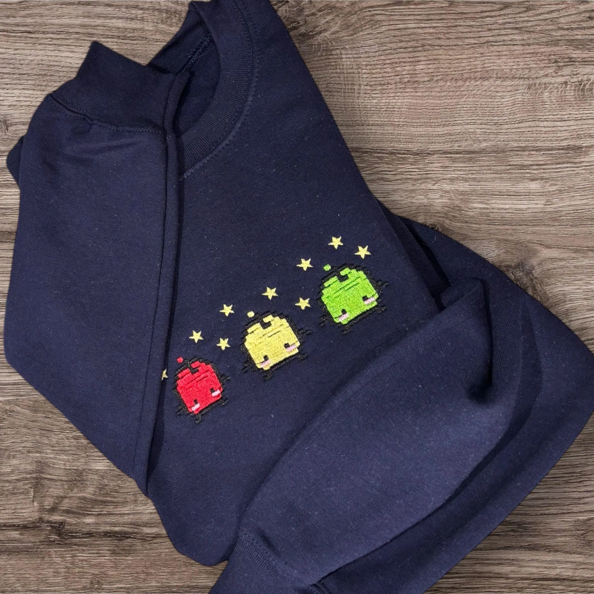 Embroidered pixel character Junimo Sweatshirt or hoodie - Stardew Valley Gift.