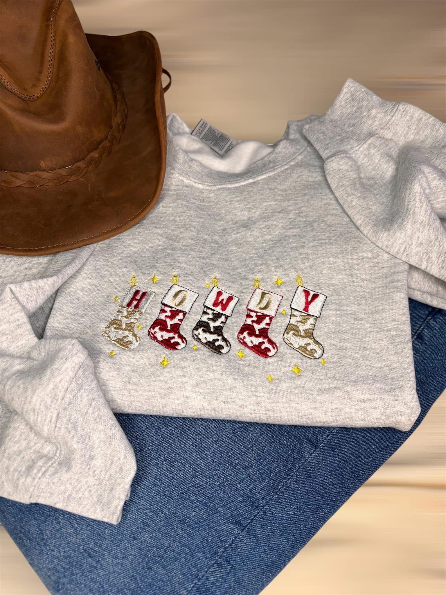 Embroidered Cowboy Gingerbread Sweatshirt: Western Christmas Jumper - Image 2