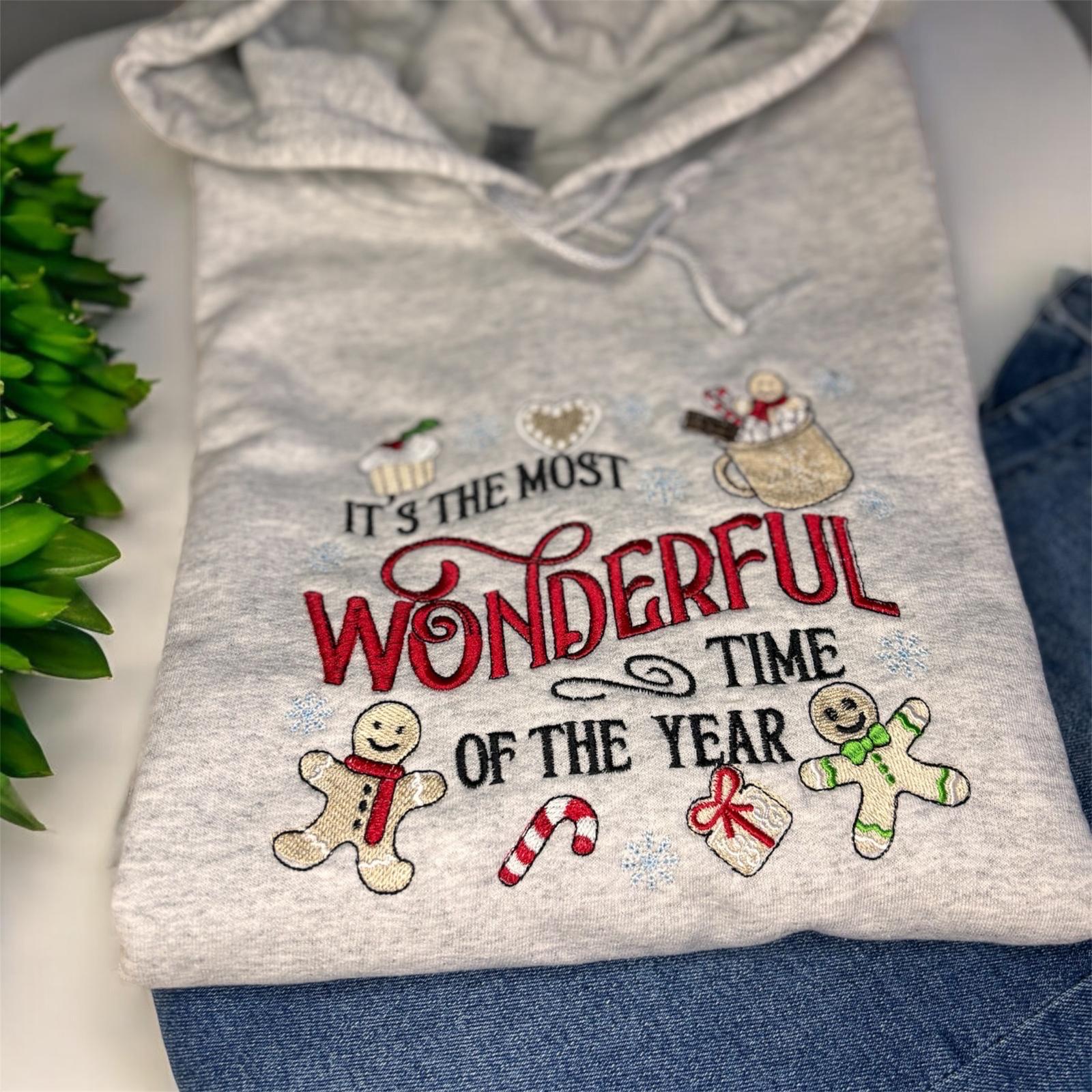 Embroidered Christmas Sweatshirt: Gingerbread Man Festive Jumper - Image 3