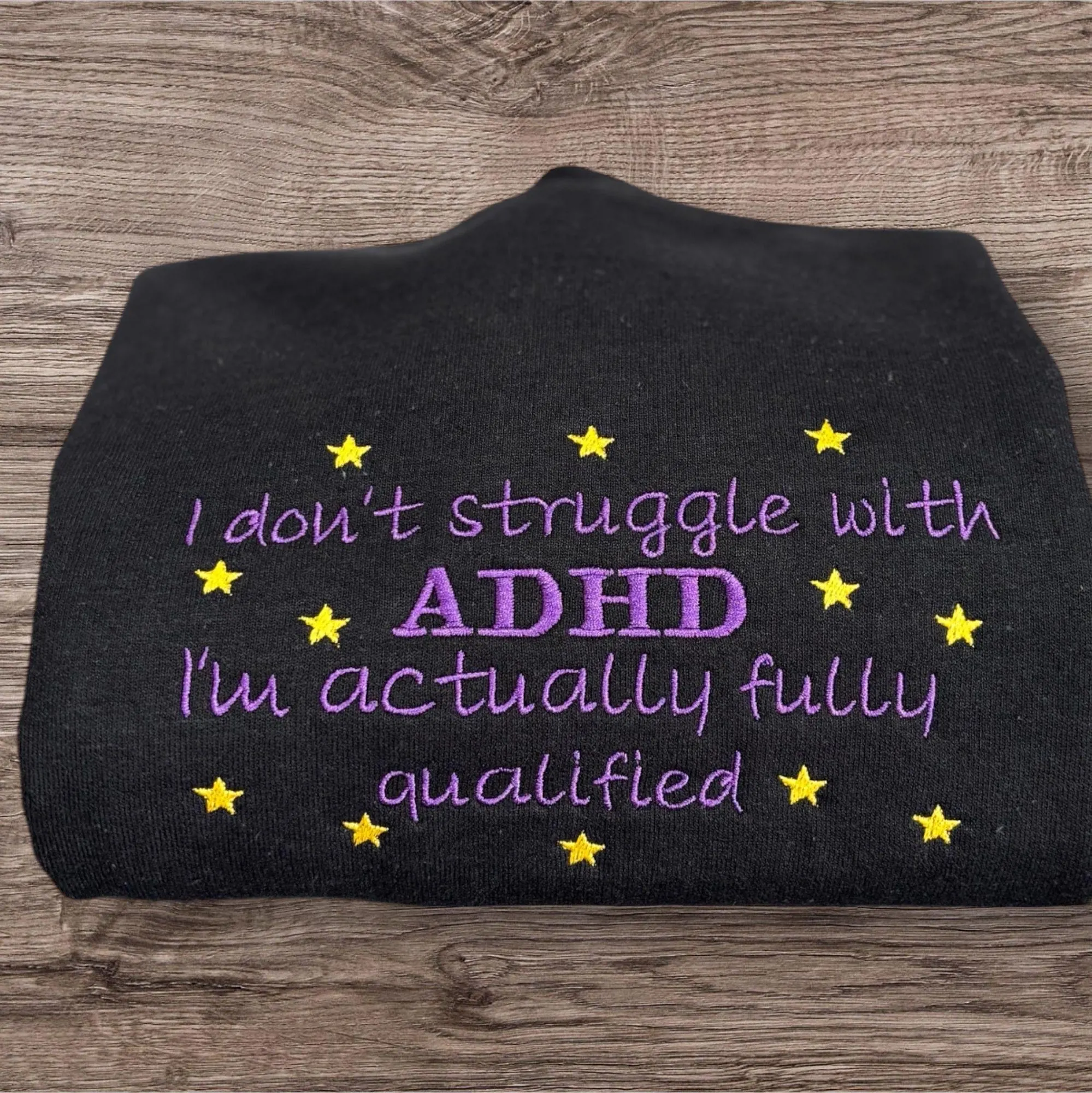 Embroidered ADHD Sweatshirt: Funny Mental Health Hoodie - Image 3