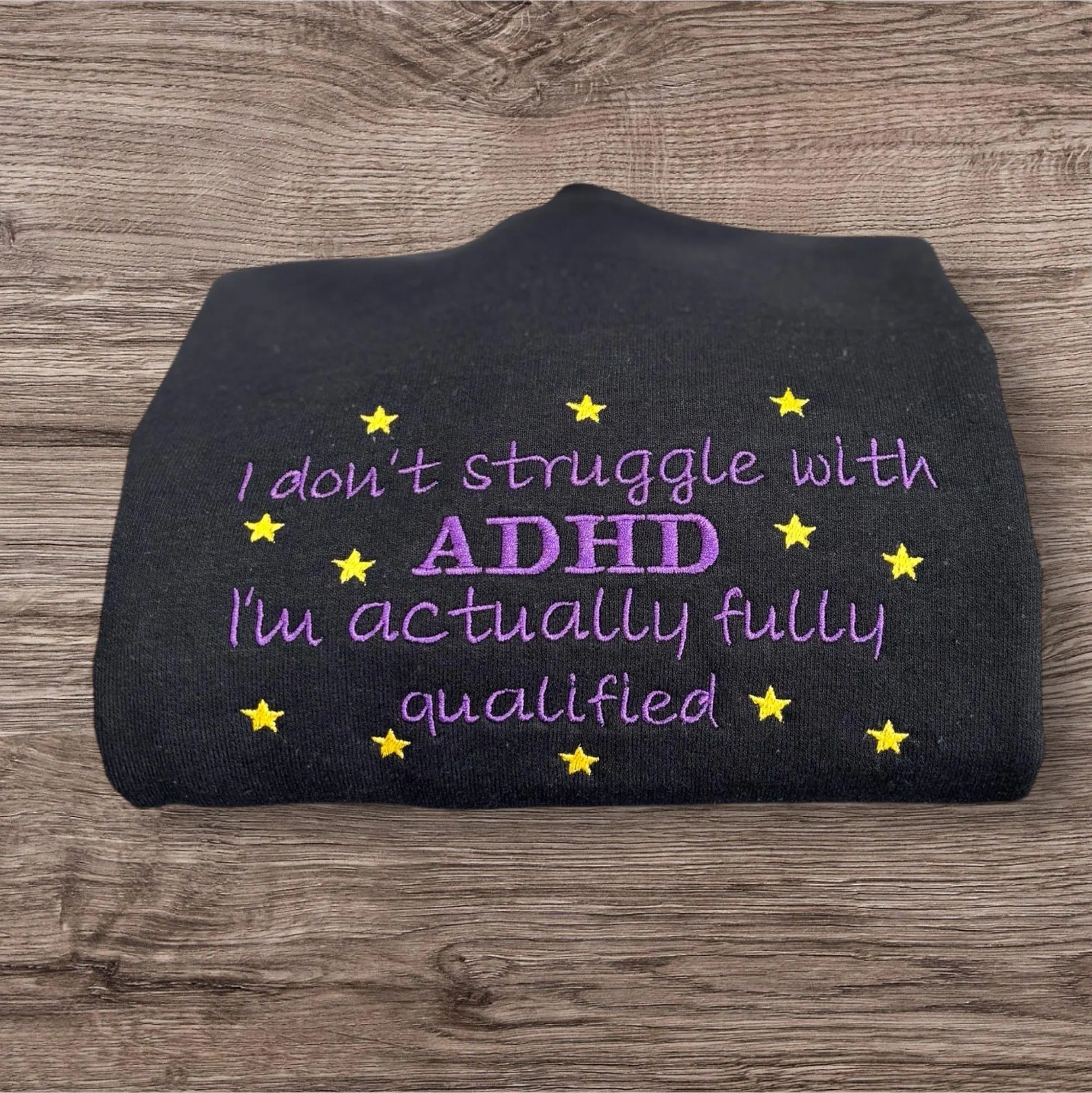 Embroidered ADHD Sweatshirt: Funny Mental Health Hoodie