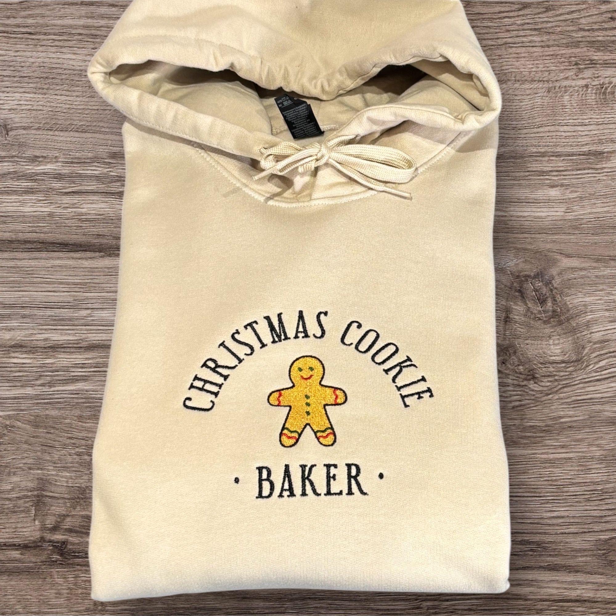 Gingerbread man christmas cookie tester embroidered children’s sweatshirt or hoodie. Matching family festive jumper. - Image 3