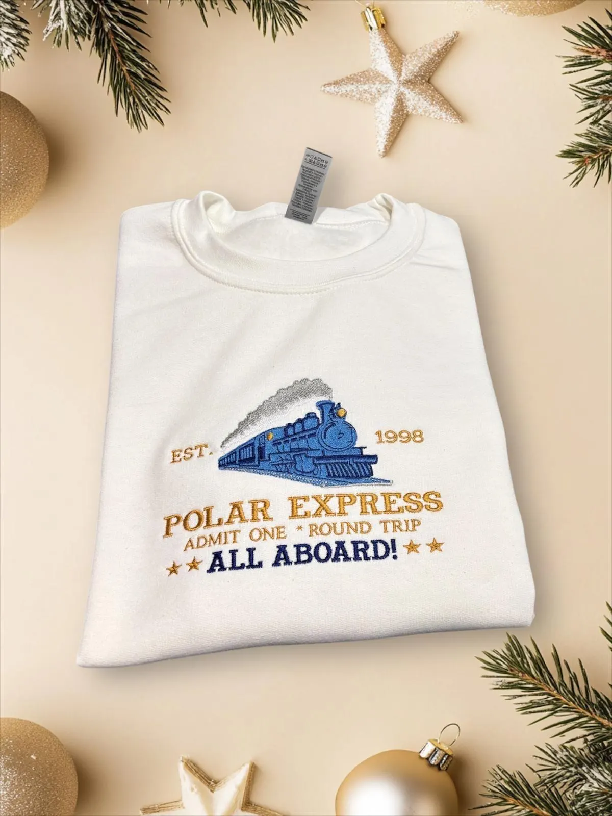 Embroidered the polar express Christmas train sweatshirt, hoodie. Super cute Christmas jumper, festive sweater, xmas gift, family matching. - Image 3