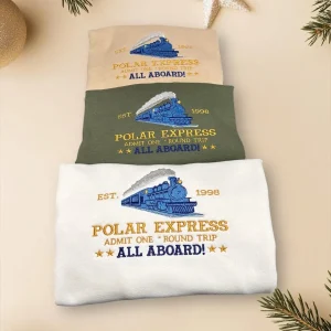 Embroidered the polar express Christmas train sweatshirt, hoodie. Super cute Christmas jumper, festive sweater, xmas gift, family matching.