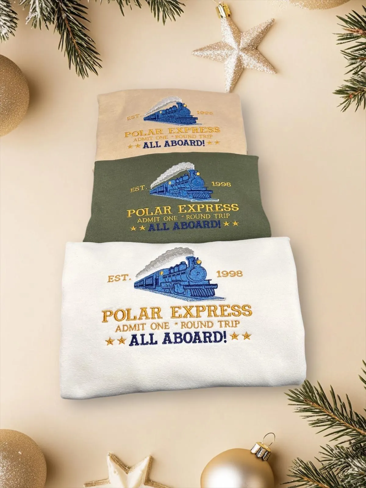 Embroidered the polar express Christmas train sweatshirt, hoodie. Super cute Christmas jumper, festive sweater, xmas gift, family matching.