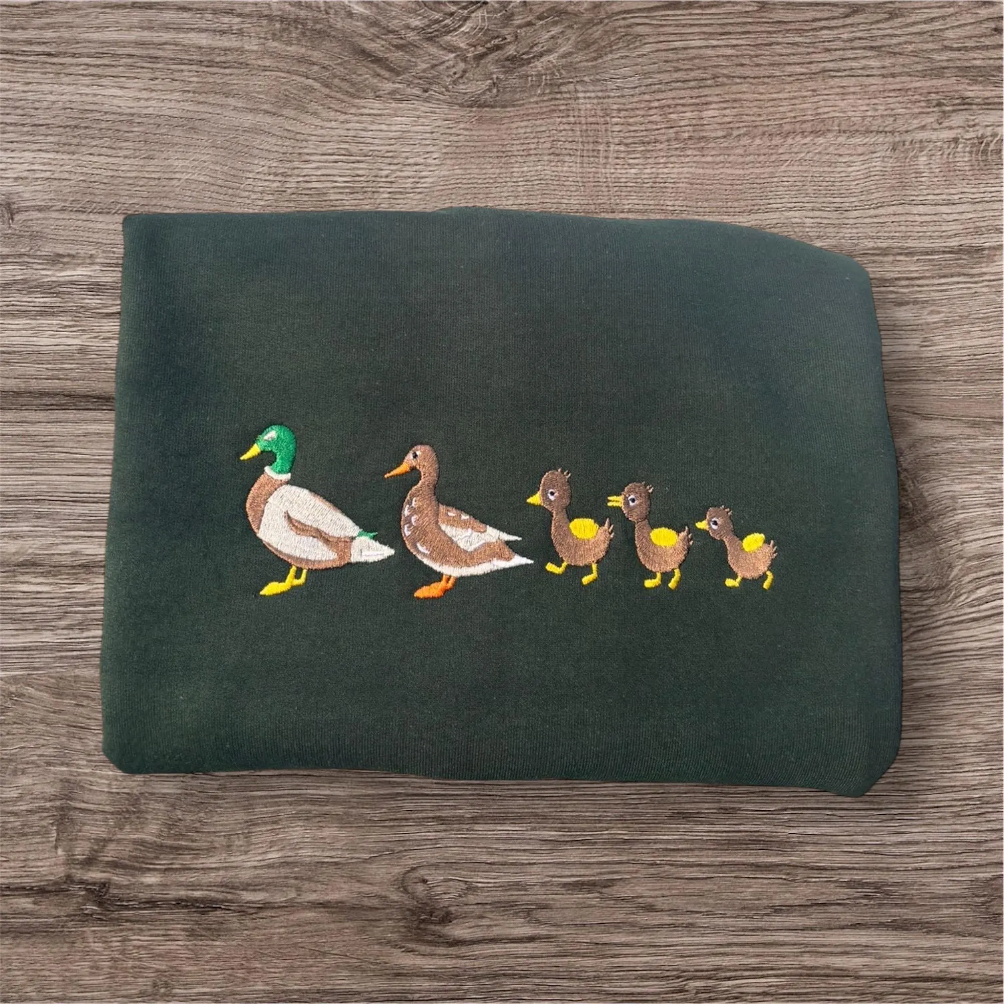 Embroidered Duck Sweatshirt: Mallard Family Crewneck, Bird Lover Gift - Image 2