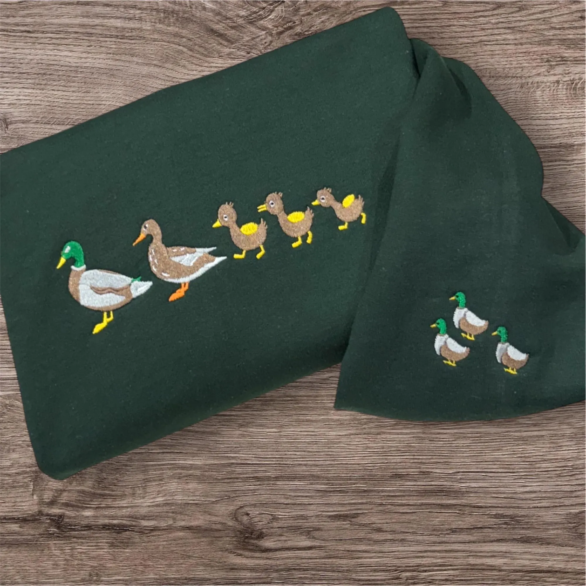 Embroidered Duck Sweatshirt: Mallard Family Crewneck, Bird Lover Gift - Image 4