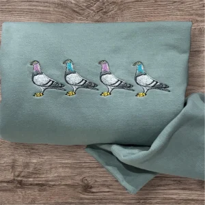 Pigeon Embroidered Sweatshirt: British Bird Gift Shirt