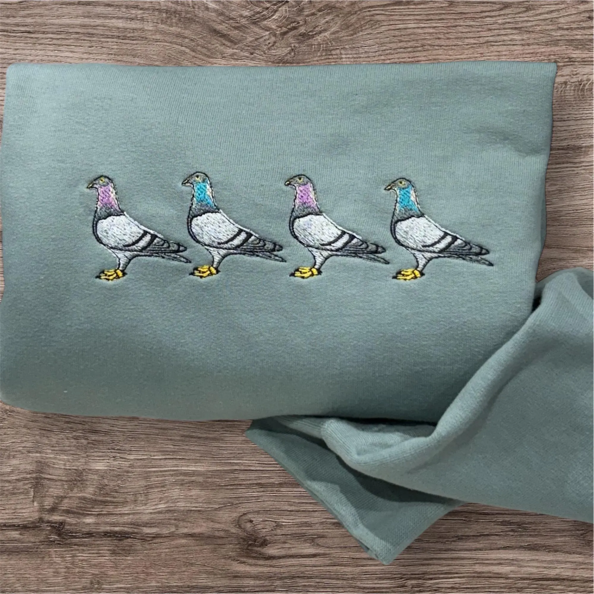 Pigeon Embroidered Sweatshirt: British Bird Gift Shirt