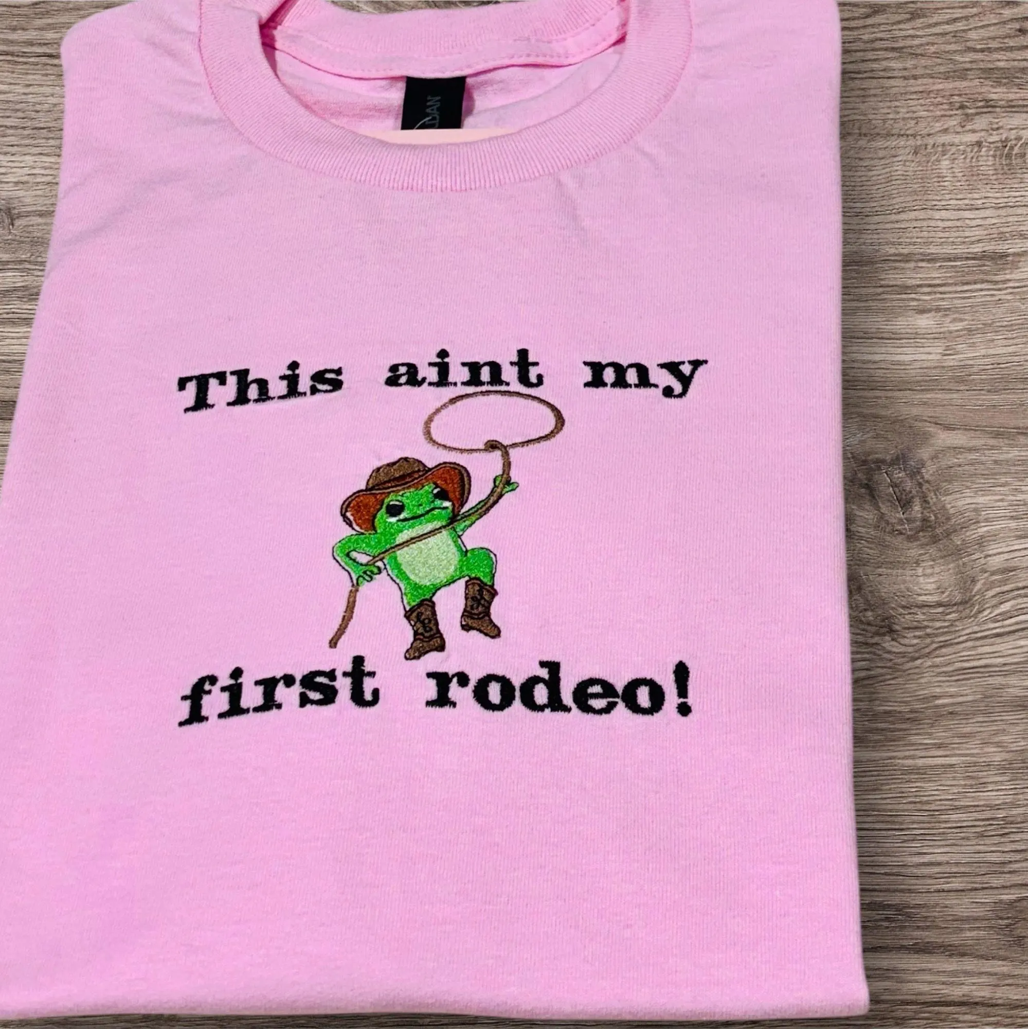 Embroidered Frog Cowboy T-Shirt: Western Animal Lover Clothing - Image 3