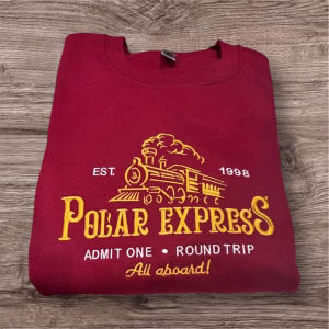 Embroidered Polar Express Christmas Sweatshirt: Festive Family Jumper