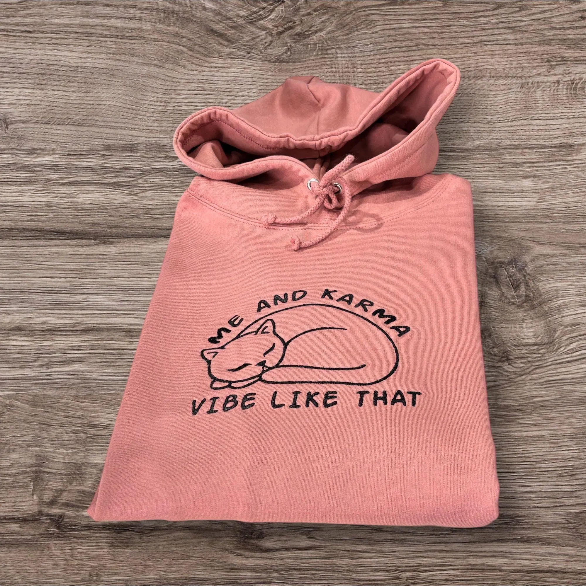 Embroidered Cat Sweatshirt: Me and Karma Vibe, Funny Mental Health Jumper - Image 4