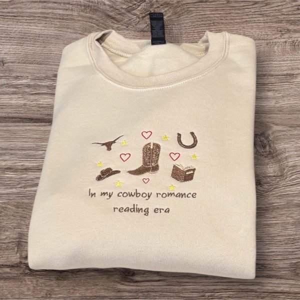 Embroidered Cowboy Romance Sweatshirt: Western Bookworm Style
