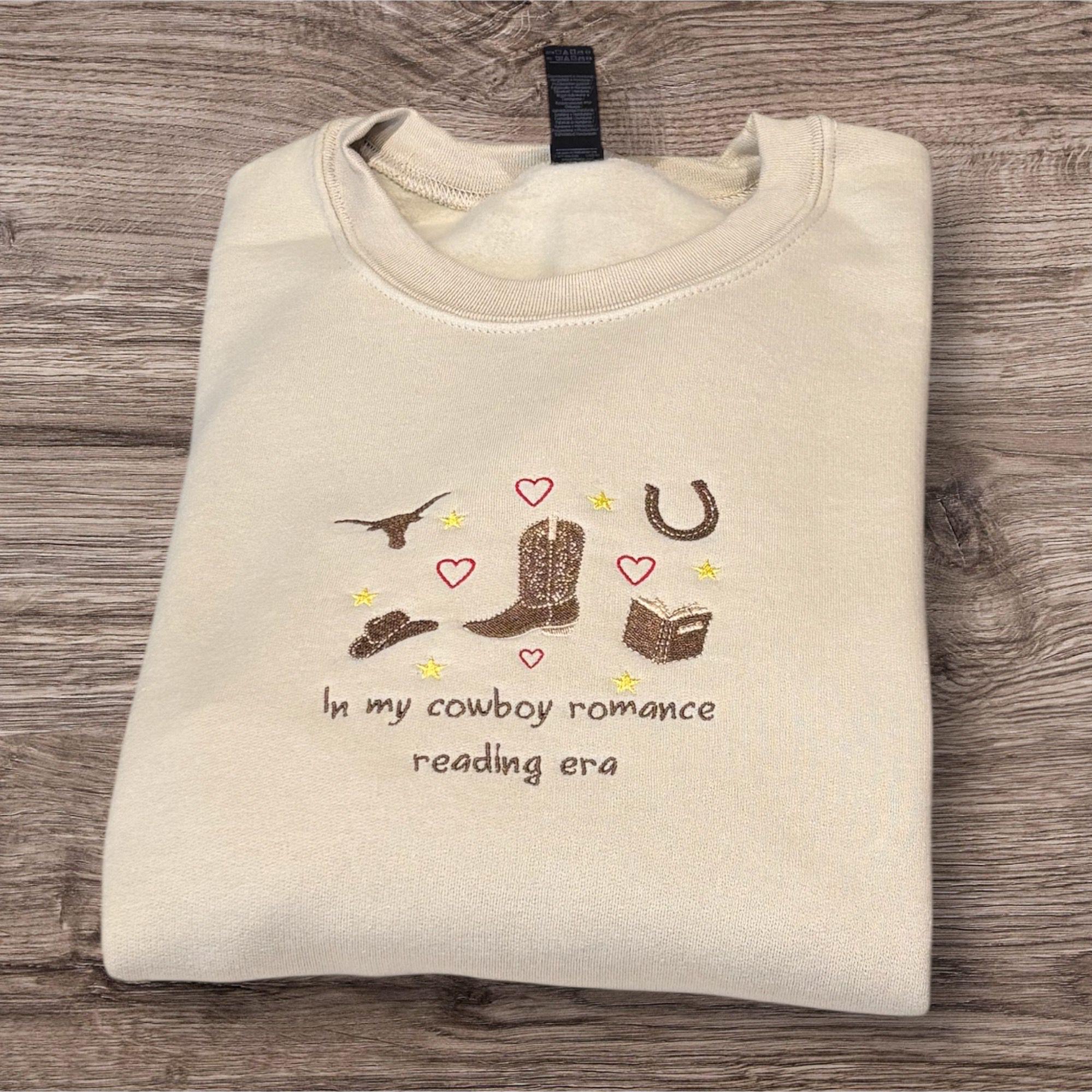 Embroidered Cowboy Romance Sweatshirt: Western Bookworm Style